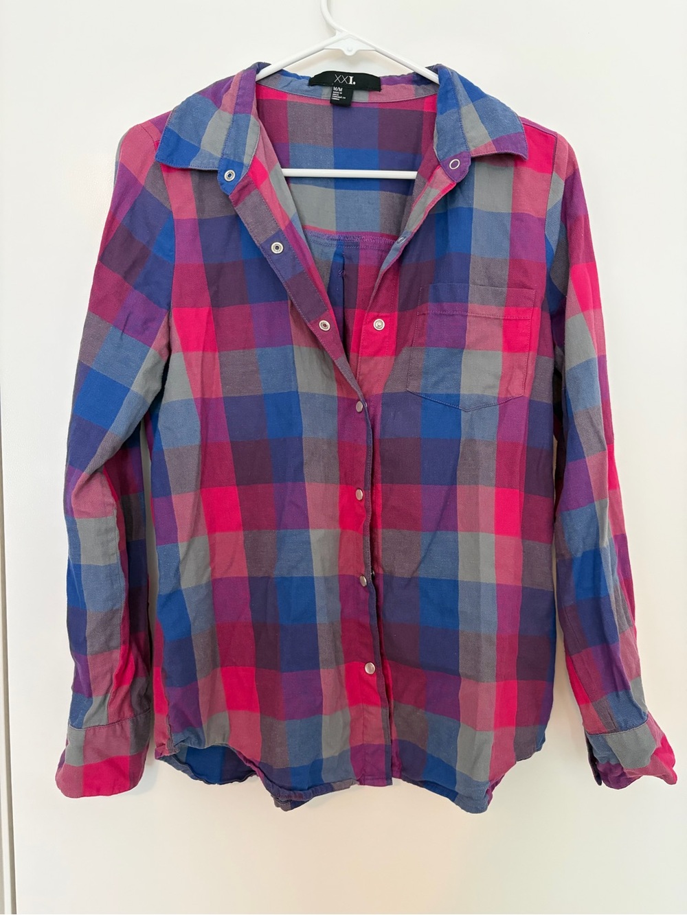 Plaid Button-Up Shirt - Pink & Blue